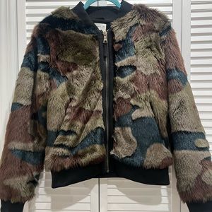 Anthropology multi color faux fur jacket